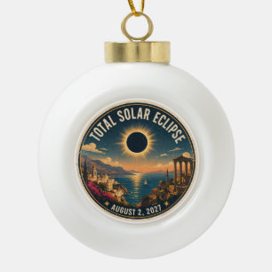 Total Solar Eclipse 2027  Ceramic Ball Christmas Ornament