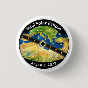 Total Solar Eclipse 2027 Map 1 Inch Round Button
