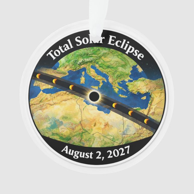 Total Solar Eclipse 2027 Map Ornament (Front)