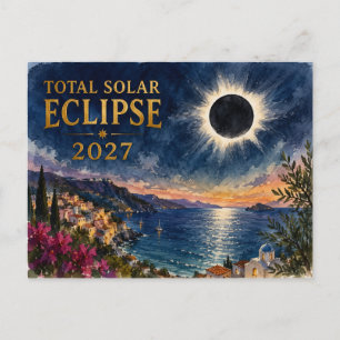 Total Solar Eclipse 2027 Mediterranean Holiday Postcard