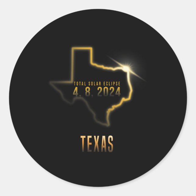 Total Solar Eclipse 4.08.2024 Texas  Classic Round Sticker (Front)
