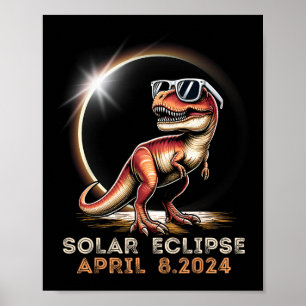 Total Solar Eclipse 4.08.24 Dinosaur Solar Eclipse Poster
