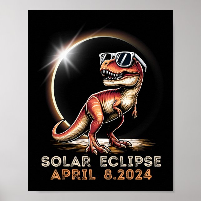 Total Solar Eclipse 4.08.24 Dinosaur Solar Eclipse Poster (Front)