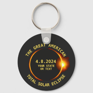 Total Solar Eclipse 4.8.2024 USA Custom Text Keychain