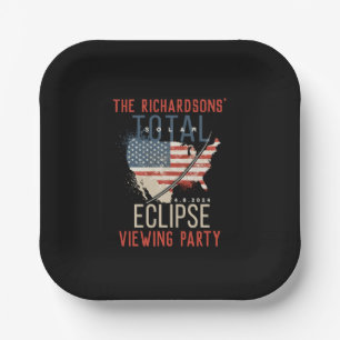Total Solar Eclipse 4.8.2024 USA Map Personalized Paper Plate