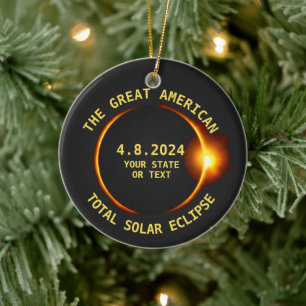 Total Solar Eclipse 8.21.2017 USA Custom Text Ceramic Ornament