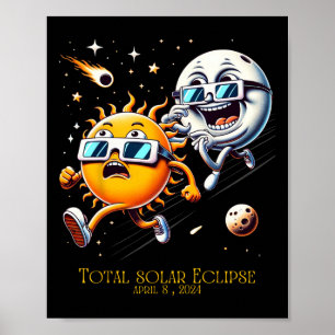 Total Solar Eclipse 8-4-2024 Sun Flees Moon Eclips Poster