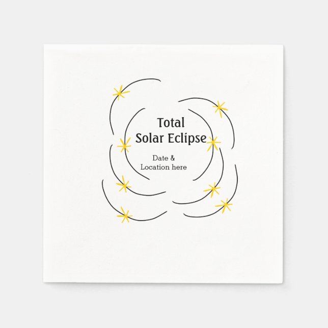 Total solar eclipse add date location half sun pat napkin (Front)
