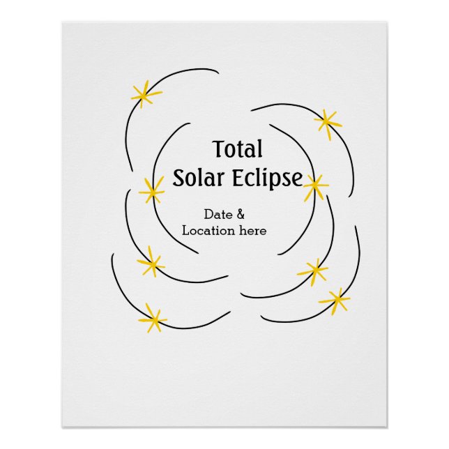 Total solar eclipse add date location half sun pat poster (Front)