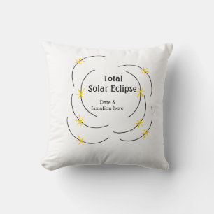 Total solar eclipse add date location half sun pat throw pillow