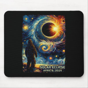 Total Solar Eclipse America Sasquatch Starry Night Mouse Pad