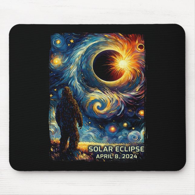 Total Solar Eclipse America Sasquatch Starry Night Mouse Pad (Front)