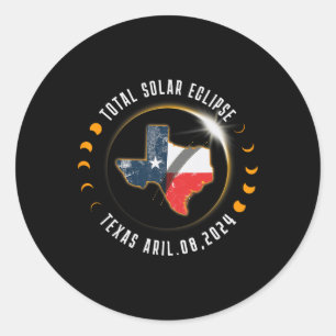 Total Solar Eclipse America Totality Texas 8 April Classic Round Sticker