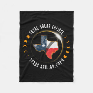 Total Solar Eclipse America Totality Texas 8 April Fleece Blanket