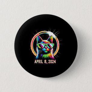 Total Solar Eclipse April 08 2024 Cool Cat Solar E 2 Inch Round Button
