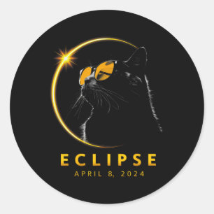 Total Solar Eclipse April 08 2024 Totality Fun Cat Classic Round Sticker