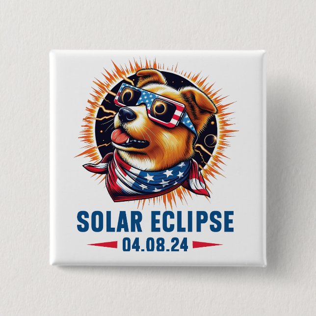 Total Solar Eclipse April 2024 2 Inch Square Button (Front)