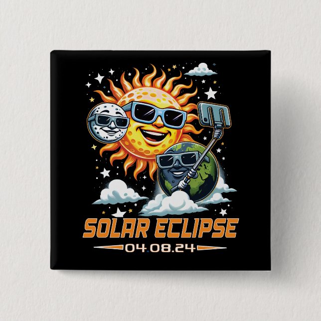 Total Solar Eclipse April 2024 2 Inch Square Button (Front)