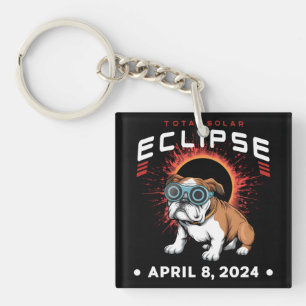 Total Solar Eclipse April 2024 Bulldog Lover Gifts Keychain