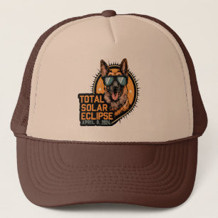 Total Solar Eclipse April 2024 German Shepherd Dog Trucker Hat