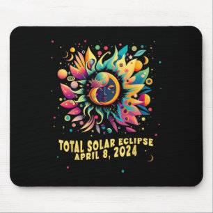 Total Solar Eclipse April 2024 Hippie Pop Art  Mouse Pad