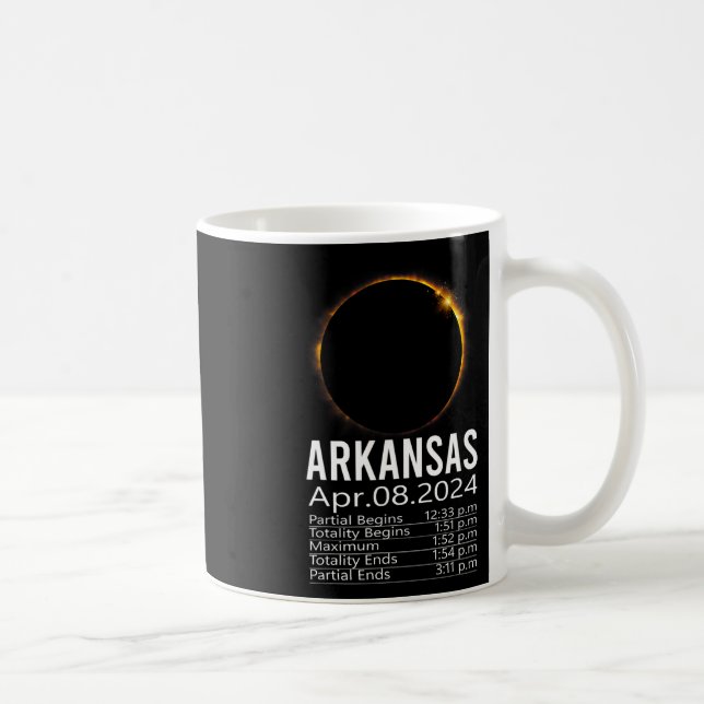 Total Solar Eclipse April 8 2024 Arkansas Schedule Coffee Mug (Right)