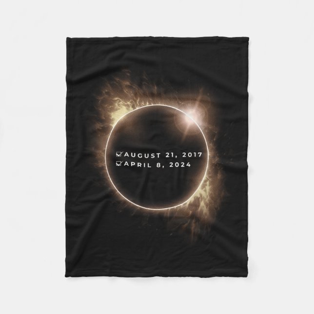 Total Solar Eclipse April 8 2024 Checklist Sun Fleece Blanket (Front)