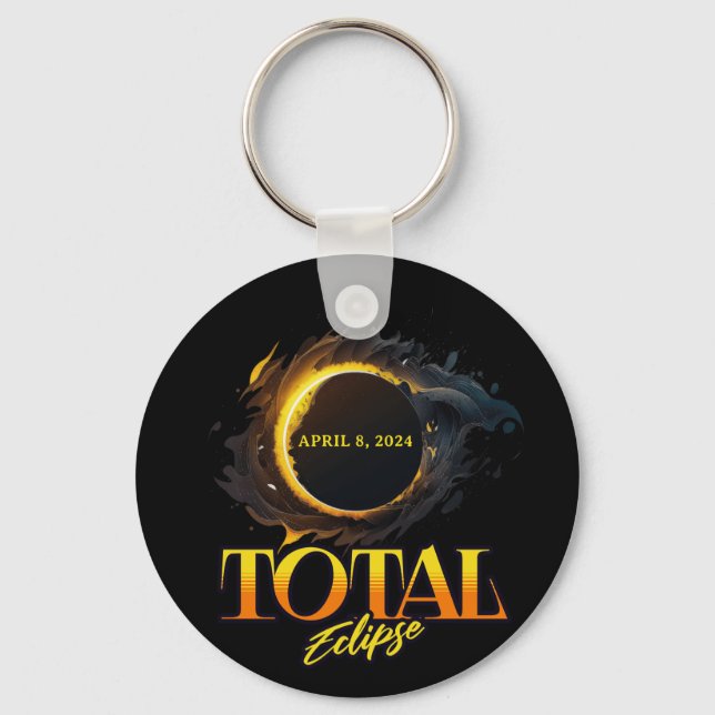 Total Solar Eclipse April 8, 2024 Commemorative  Keychain (Front)