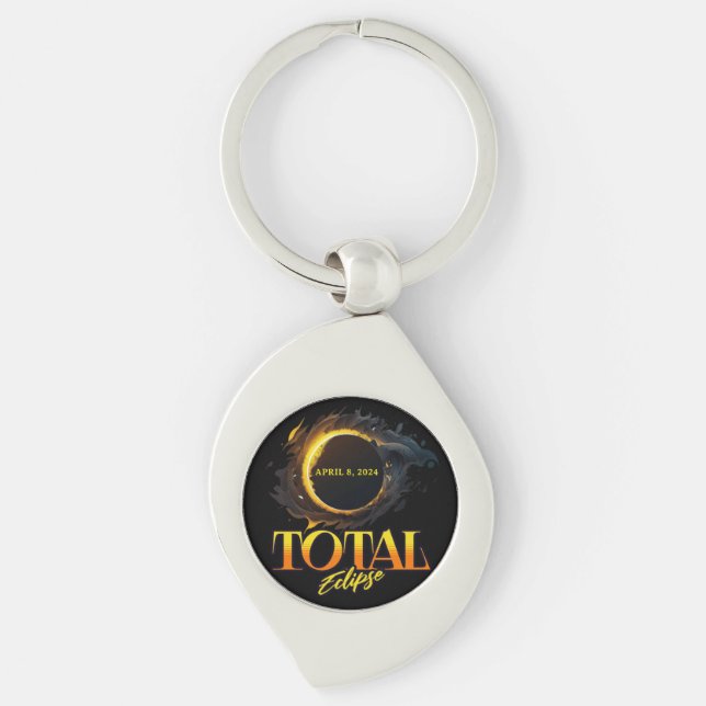 Total Solar Eclipse April 8, 2024 Commemorative  Keychain (Front)