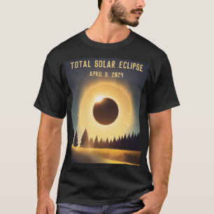 Total solar eclipse April 8, 2024 landscape T-Shirt