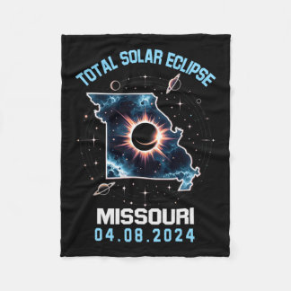Total Solar Eclipse April 8 2024 Missouri Totality Fleece Blanket
