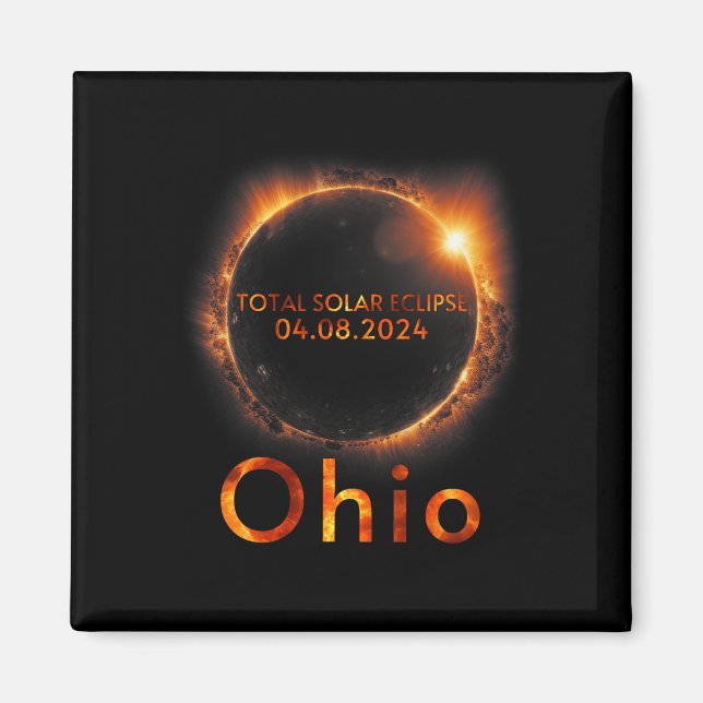 Total Solar Eclipse April 8 2024 Ohio Solar Eclips Magnet (Front)