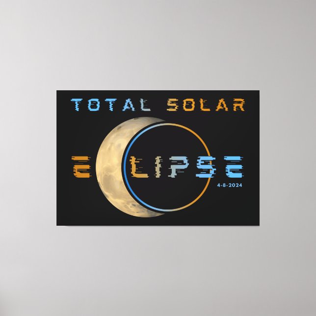 TOTAL SOLAR ECLIPSE APRIL 8, 2024 SOLAR SYSTEM CANVAS PRINT (Front)