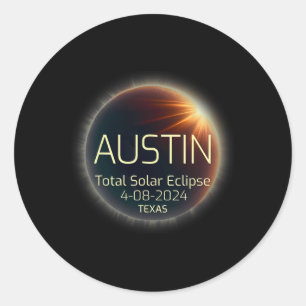 Total Solar Eclipse April 8 2024 Texas Solar Eclip Classic Round Sticker