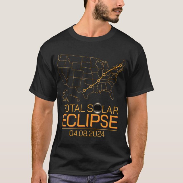 Total Solar Eclipse April 8 2024 Usa Map Totality  T-Shirt (Front)