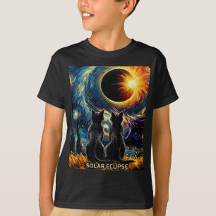 Total Solar Eclipse April 8 2024 Van Gogh Cat Love T-Shirt