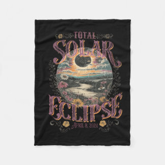 Total Solar Eclipse April 8 2024 Vintage Flowers A Fleece Blanket