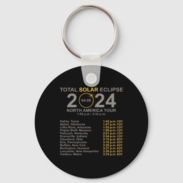 Total Solar Eclipse April 8 Path Of The Eclipse  Keychain (Front)