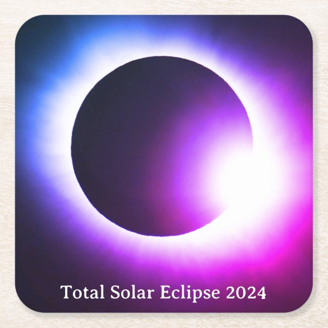 Total solar eclipse April 8th  2024 moon sun Square Paper Coaster (Front)