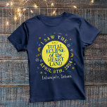 Total Solar Eclipse April 8th 2024 Viewer Custom T-Shirt<br><div class="desc">On April 8th 2024, a total solar eclipse will be visible across much of the United States, Mexico, and Canada. If you're planning on celebrating this exciting event in the "heartland" of America with a fun viewing party, these personalized commemorative t-shirts are perfect for you. The text says "I saw...</div>