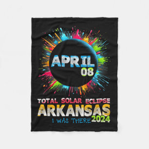Total Solar Eclipse Arkansas 2024 Colourful Totali Fleece Blanket