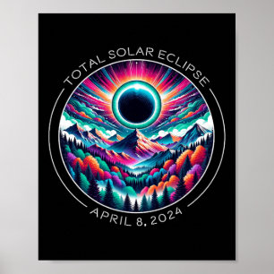 Total Solar Eclipse Artsy Colourful Totality Lands Poster