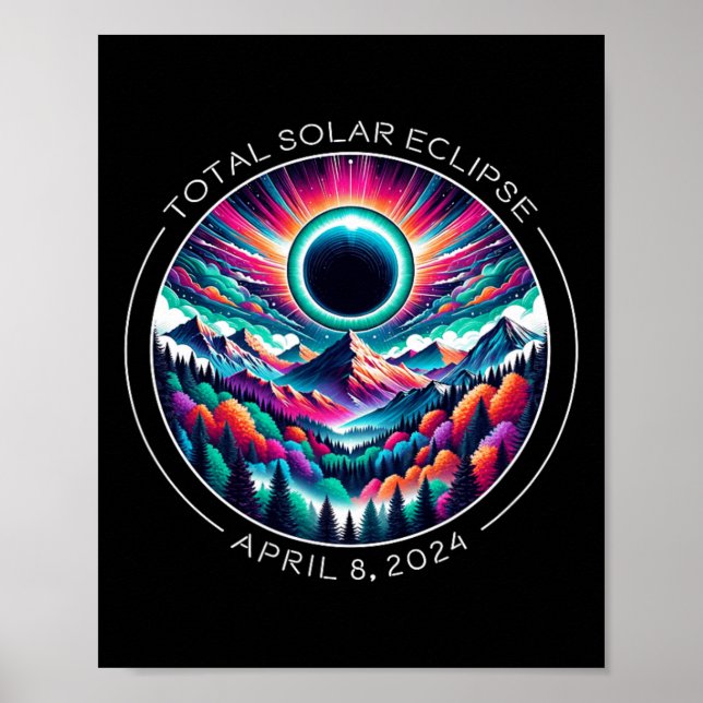 Total Solar Eclipse Artsy Colourful Totality Lands Poster (Front)