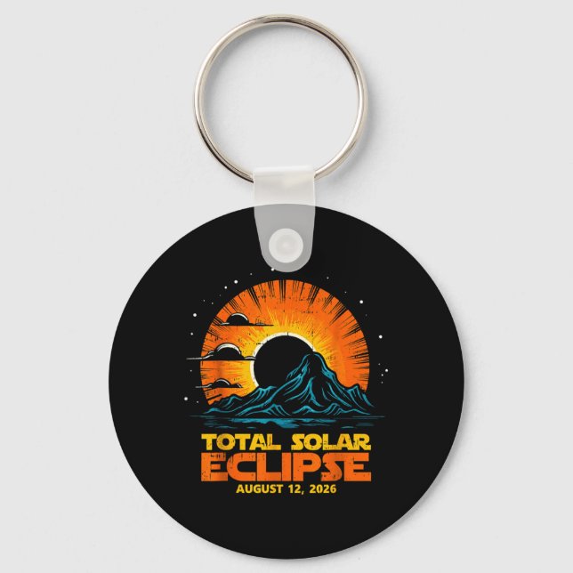Total Solar Eclipse August 12 2026 Artwork Keychain (Front)