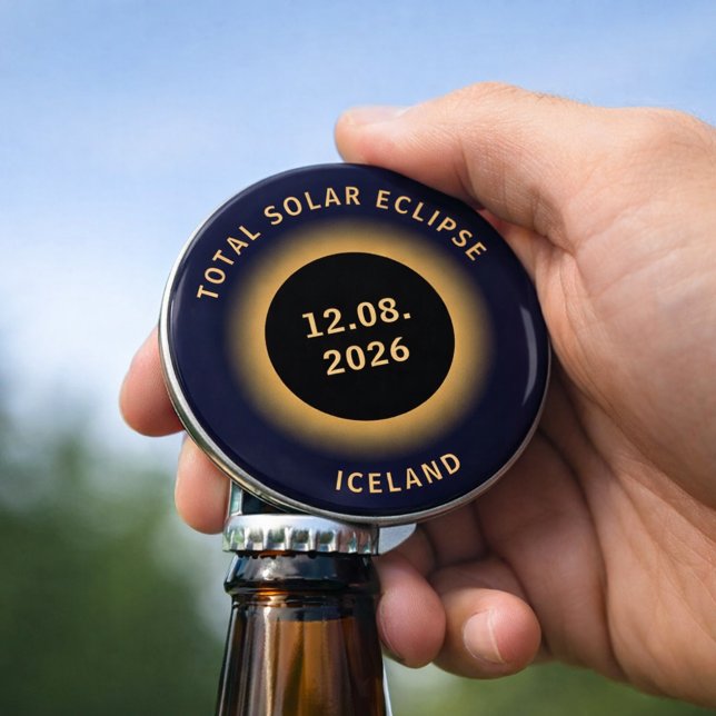 Total Solar Eclipse August 12 2026 Iceland Bottle Opener (Text is editable should you wish to change anything.  Matching items available)