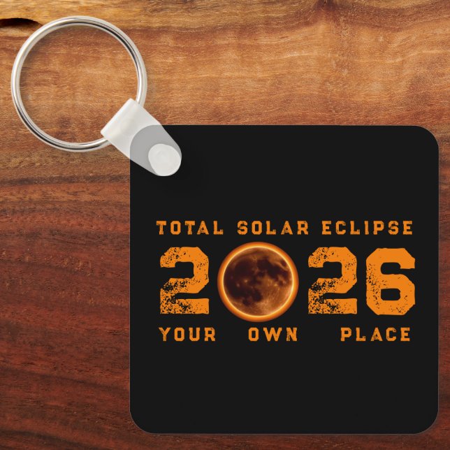 Total Solar Eclipse August 12 2026 Keychain (Front)