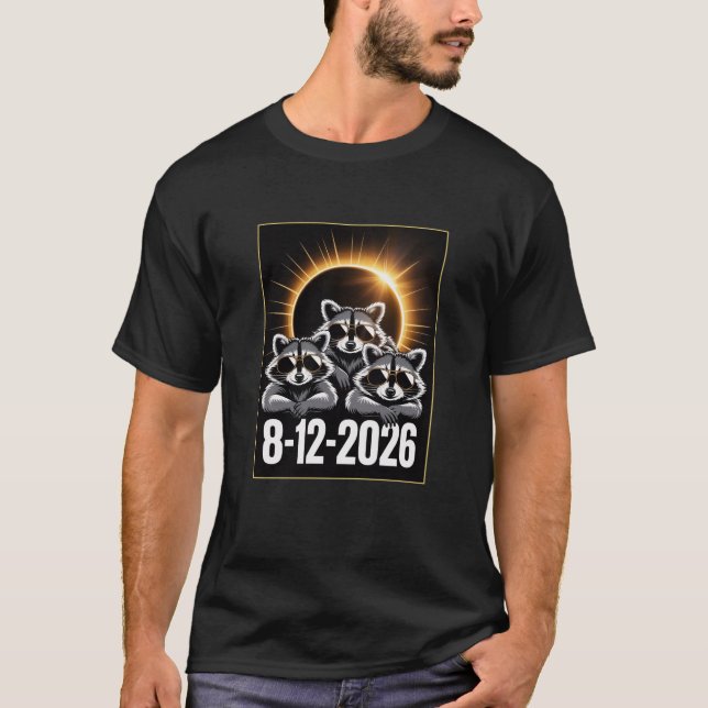Total Solar Eclipse August 12,2026 Raccoon Tee (Front)