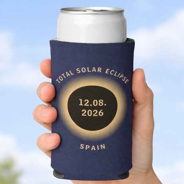 Total Solar Eclipse August 12 2026 Spain Seltzer Can Cooler (Change the text, if you wish)