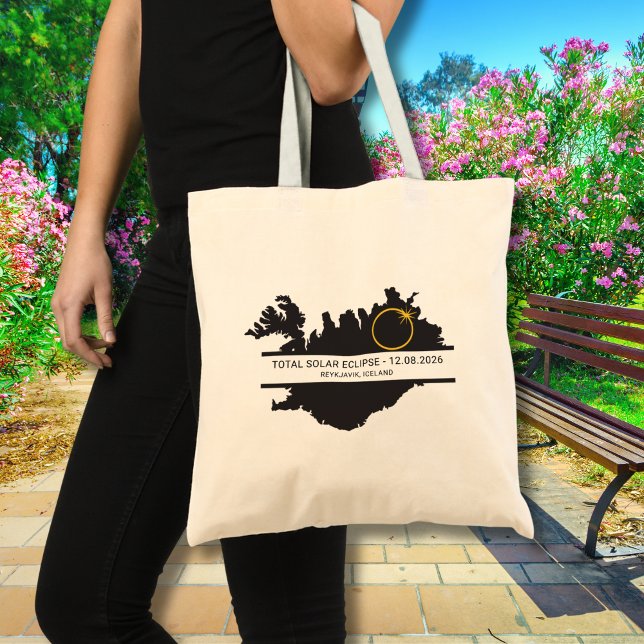 Total Solar Eclipse August 2026 – Iceland Custom Tote Bag (Change your city / location if you wish, via the template.)