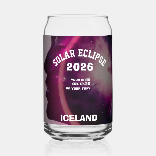 Total solar eclipse August 2026 text personalized Can Glass (Back)
